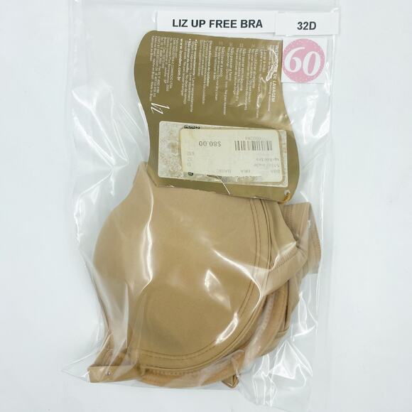 Liz Up Free Bra in Nude Style # 51397 32D Plunge Lined Padded NEW - Picture 3 of 3